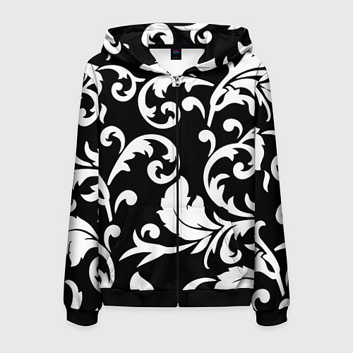 Мужская толстовка на молнии Minimalist floral pattern / 3D-Черный – фото 1