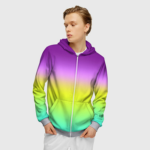 Мужская толстовка на молнии Multicolored Ombre gradient / 3D-Меланж – фото 3