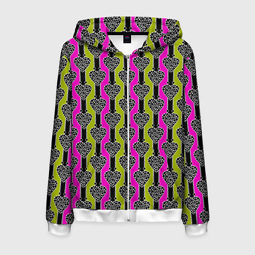 Мужская толстовка на молнии Striped multicolored pattern Сердце / 3D-Белый – фото 1