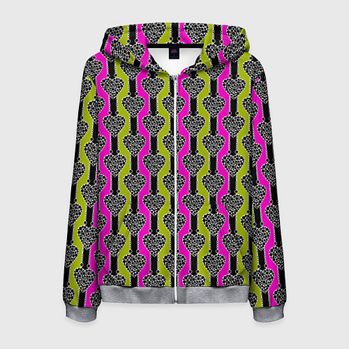 Мужская толстовка на молнии Striped multicolored pattern Сердце / 3D-Меланж – фото 1