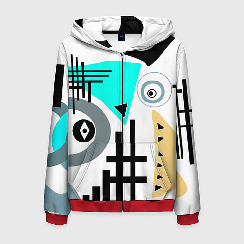 Мужская толстовка на молнии Абстрактный современный дизайн / 3D-Красный – фото 1