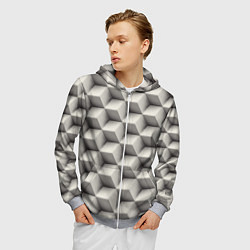 Толстовка 3D на молнии мужская 3D Куб Оптическая иллюзия 3D Cube, цвет: 3D-меланж — фото 2