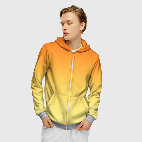 Мужская толстовка на молнии Оранжевый, желтый градиент / 3D-Меланж – фото 3