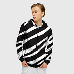 Толстовка 3D на молнии мужская Анималистичный рисунок зебра, цвет: 3D-черный — фото 2