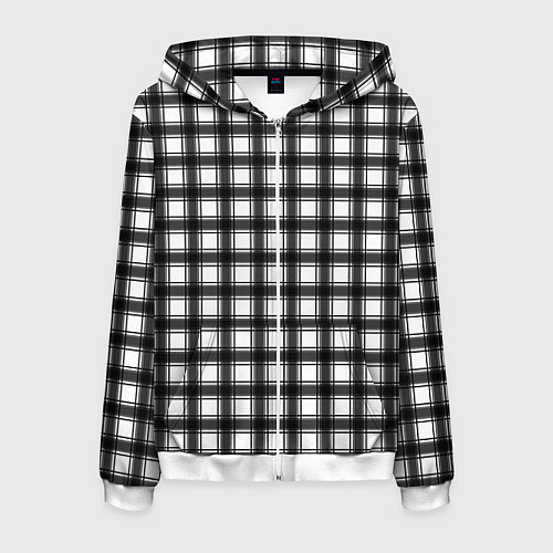 Мужская толстовка на молнии Black and white trendy checkered pattern / 3D-Белый – фото 1