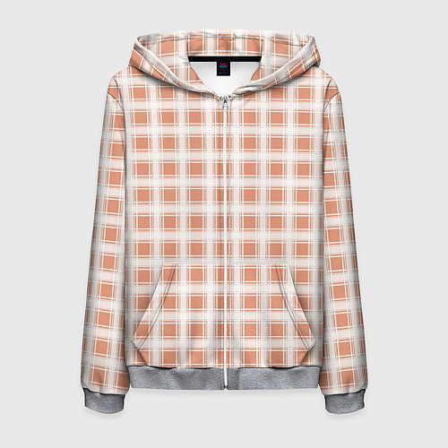 Мужская толстовка на молнии Light beige plaid fashionable checkered pattern / 3D-Меланж – фото 1