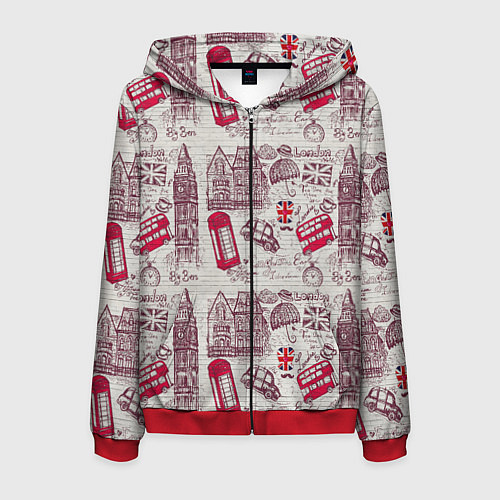 Мужская толстовка на молнии OLD LONDON / 3D-Красный – фото 1