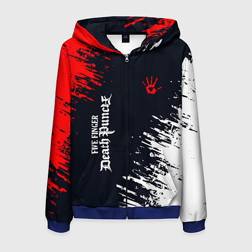 Мужская толстовка на молнии Five Finger Death Punch - краска / 3D-Синий – фото 1