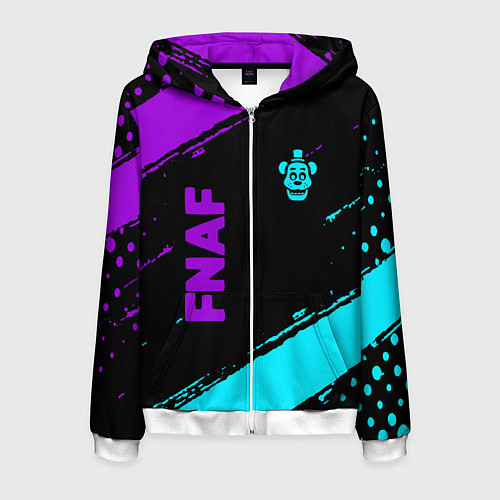Мужская толстовка на молнии Фредди - neon / 3D-Белый – фото 1