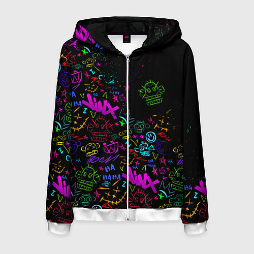 Мужская толстовка на молнии League Of Legends неон - Arcane logo / 3D-Белый – фото 1