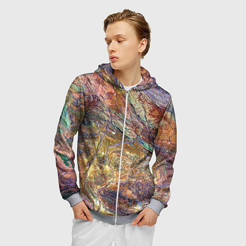 Мужская толстовка на молнии Горная порода возраст которых превышает 3,6 миллиа / 3D-Меланж – фото 3
