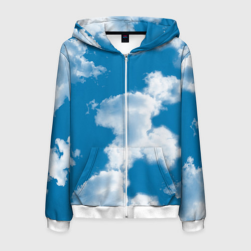 Мужская толстовка на молнии Небо в облаках / 3D-Белый – фото 1