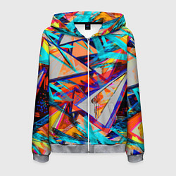 Толстовка 3D на молнии мужская Яркий неоновый абстрактный узор, цвет: 3D-меланж