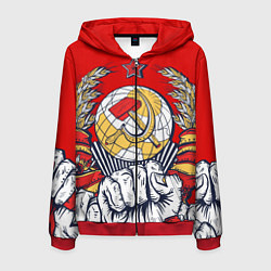 Толстовка 3D на молнии мужская СССР серп и молот герб, цвет: 3D-красный
