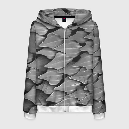 Мужская толстовка на молнии Кожа акулы - броня / 3D-Белый – фото 1