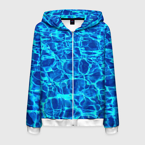 Мужская толстовка на молнии Текстура поверхности воды / 3D-Белый – фото 1