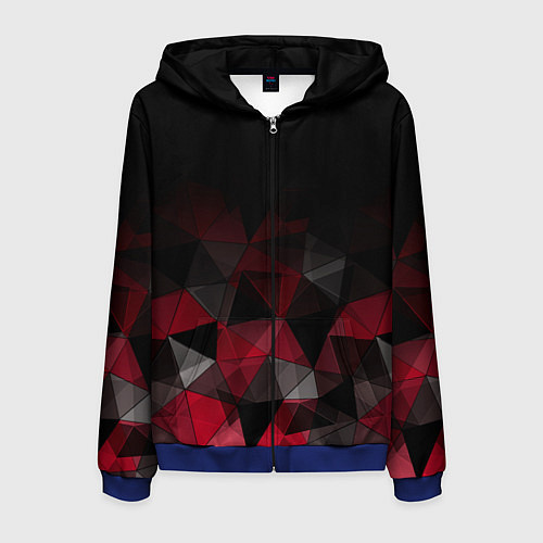 Мужская толстовка на молнии Черно-красный геометрический / 3D-Синий – фото 1