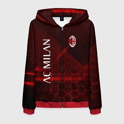Толстовка 3D на молнии мужская Ac milan Соты, цвет: 3D-красный