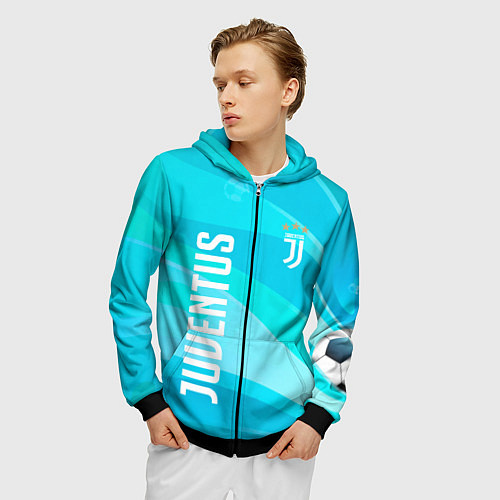 Мужская толстовка на молнии Ювентус Абстракция / 3D-Черный – фото 3