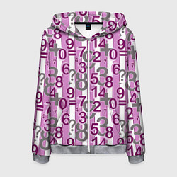 Толстовка 3D на молнии мужская Бело-розовый узор Арифметика, цвет: 3D-меланж