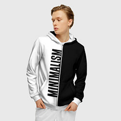 Толстовка 3D на молнии мужская MINIMALISM - BLACK AND WHITE, цвет: 3D-белый — фото 2