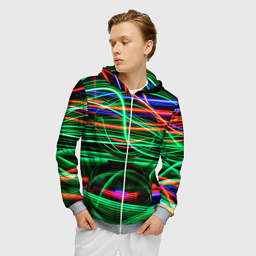 Мужская толстовка на молнии Абстрактное множество цветных линий / 3D-Меланж – фото 3