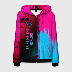 Мужская толстовка на молнии Bring Me the Horizon - neon gradient: по-вертикали