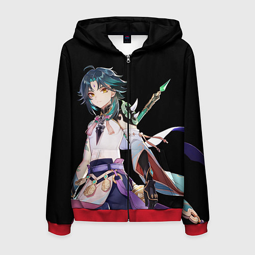 Мужская толстовка на молнии Адепт Сяо - Минимализм / 3D-Красный – фото 1