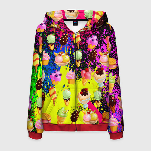 Мужская толстовка на молнии Мороженки Вкуснятина / 3D-Красный – фото 1