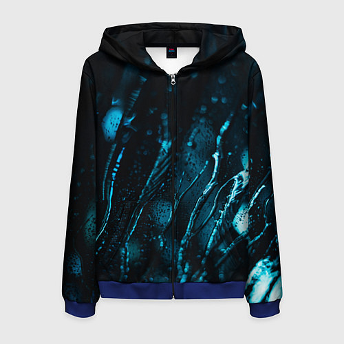 Мужская толстовка на молнии Огни в каплях дождя / 3D-Синий – фото 1