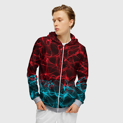 Мужская толстовка на молнии Двухцветная абстракция / 3D-Меланж – фото 3