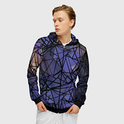 Толстовка 3D на молнии мужская Blue with black stripes pattern, цвет: 3D-черный — фото 2
