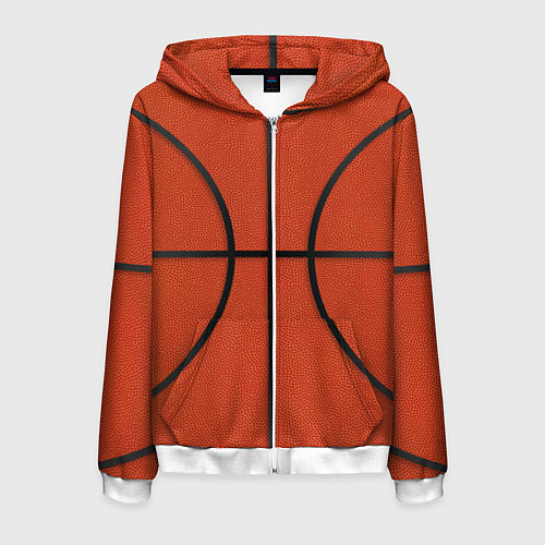 Мужская толстовка на молнии Стандартный баскетбольный мяч / 3D-Белый – фото 1