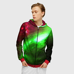 Толстовка 3D на молнии мужская Зеленый космос бесконечность, цвет: 3D-красный — фото 2