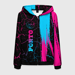 Толстовка 3D на молнии мужская Porto - neon gradient: по-вертикали, цвет: 3D-черный
