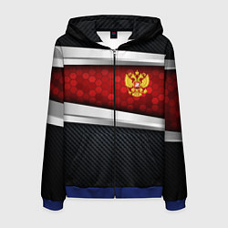 Толстовка 3D на молнии мужская Black & red Russia, цвет: 3D-синий