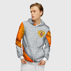 Толстовка 3D на молнии мужская Orange & silver Russia, цвет: 3D-белый — фото 2