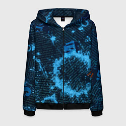 Толстовка 3D на молнии мужская Капли на газете, цвет: 3D-черный