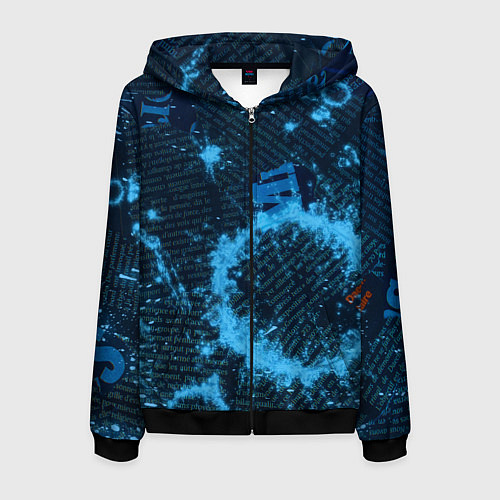 Мужская толстовка на молнии Капли на газете / 3D-Черный – фото 1