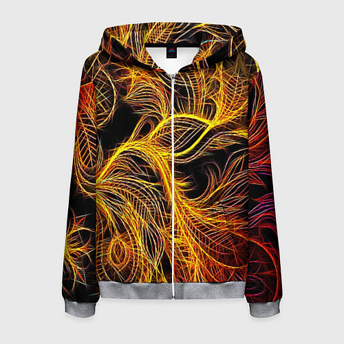 Мужская толстовка на молнии Фрактальные перья / 3D-Меланж – фото 1