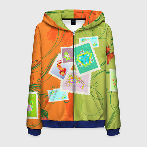 Мужская толстовка на молнии Марки / 3D-Синий – фото 1