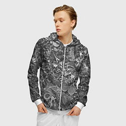 Толстовка 3D на молнии мужская Металлические предметы, цвет: 3D-белый — фото 2