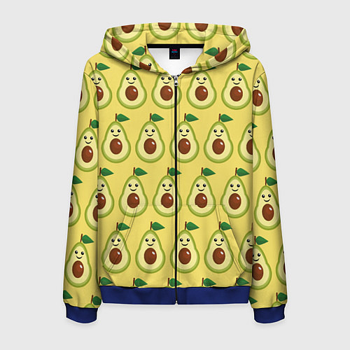 Мужская толстовка на молнии Авокадо Паттерн - Желтая версия / 3D-Синий – фото 1