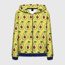 Толстовка 3D на молнии мужская Авокадо Паттерн - Желтая версия, цвет: 3D-синий