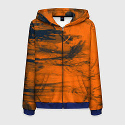 Толстовка 3D на молнии мужская Абстрактная оранжевая поверхность и чёрные тени, цвет: 3D-синий