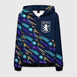 Толстовка 3D на молнии мужская Aston Villa градиентные мячи, цвет: 3D-черный