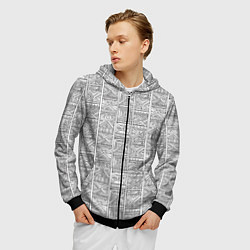 Толстовка 3D на молнии мужская Орнамент треугольник, цвет: 3D-черный — фото 2