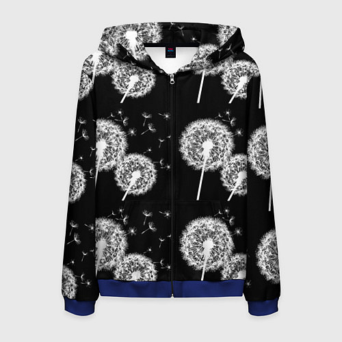 Мужская толстовка на молнии Одуванчики - паттерн / 3D-Синий – фото 1