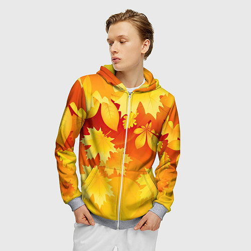 Мужская толстовка на молнии Символ осени / 3D-Меланж – фото 3