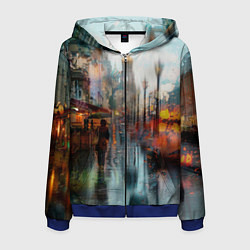 Толстовка 3D на молнии мужская В Питере дождь, цвет: 3D-синий
